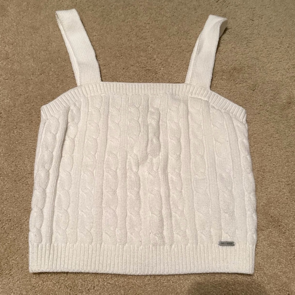 Hollister Cream Ribbed Knit Top